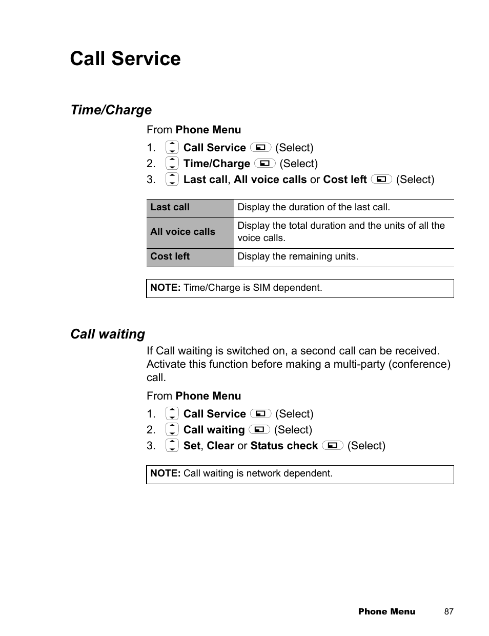 Call service | Panasonic EB-X300 User Manual | Page 90 / 125