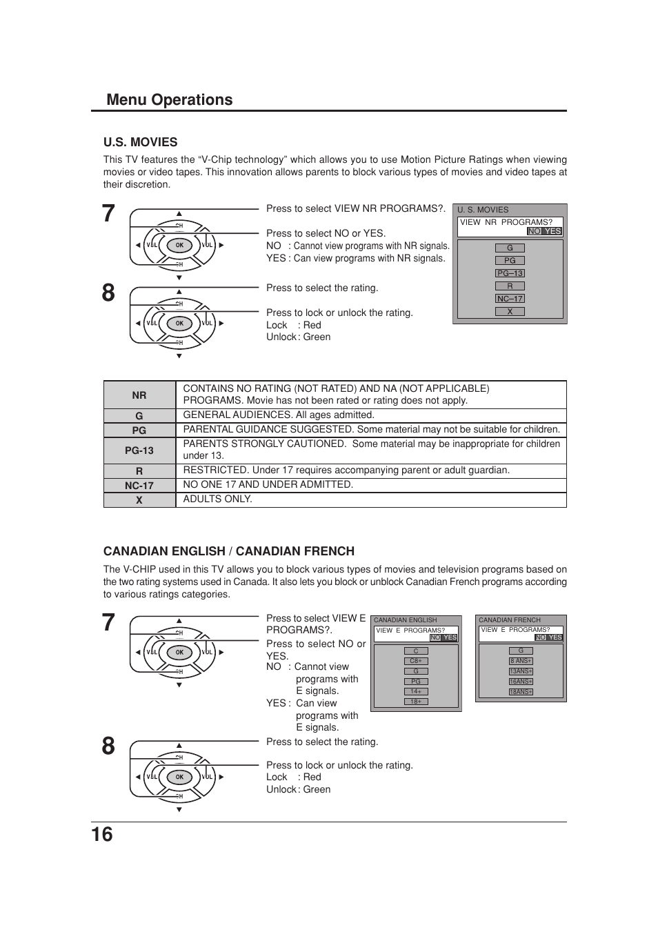 Menu operations | Panasonic TC 20LB30 User Manual | Page 16 / 36