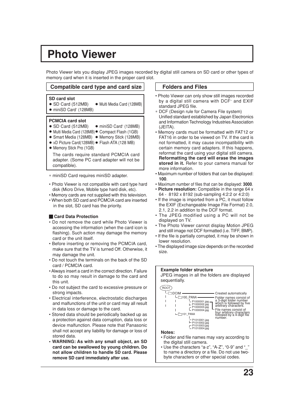 Photo viewer | Panasonic TC 20LB30 User Manual | Page 23 / 36