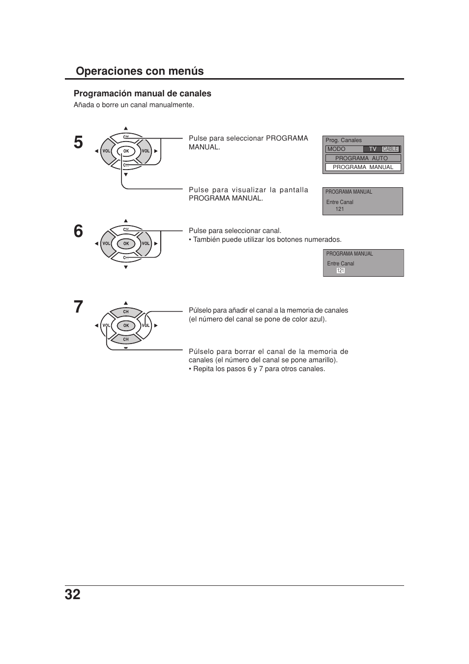 Operaciones con menús | Panasonic TC 20LB30 User Manual | Page 32 / 36