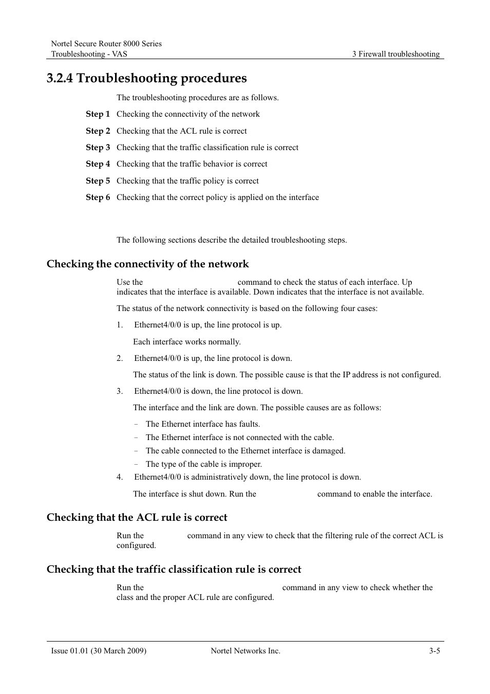 4 troubleshooting procedures, Checking the connectivity of the network, Checking that the acl rule is correct | 4 troubleshooting procedures -5, Troubleshooting procedure | Panasonic 8000 User Manual | Page 119 / 156