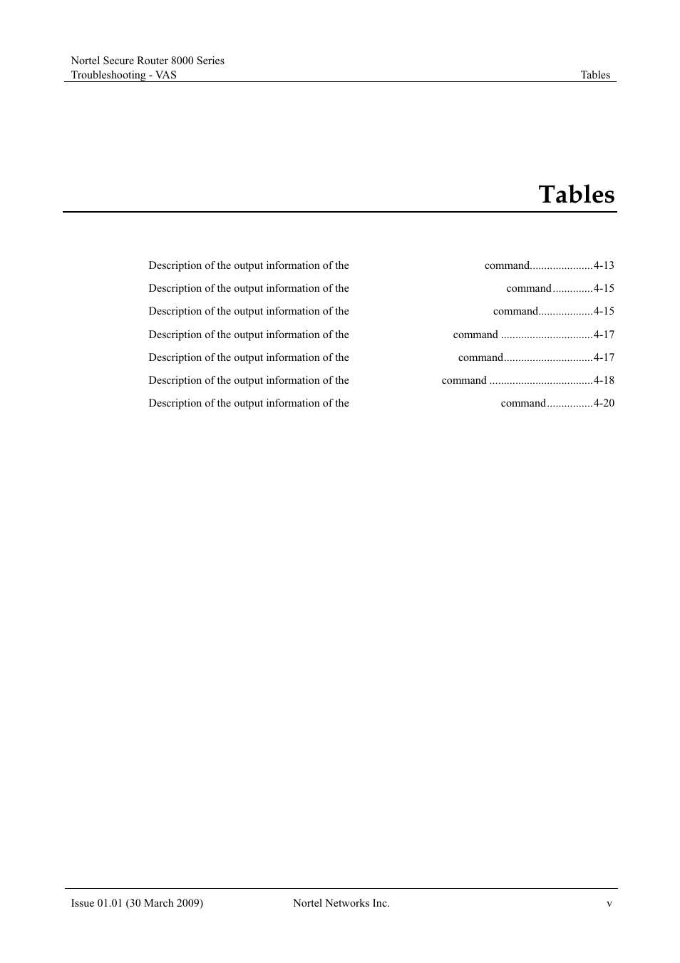 Tables | Panasonic 8000 User Manual | Page 129 / 156