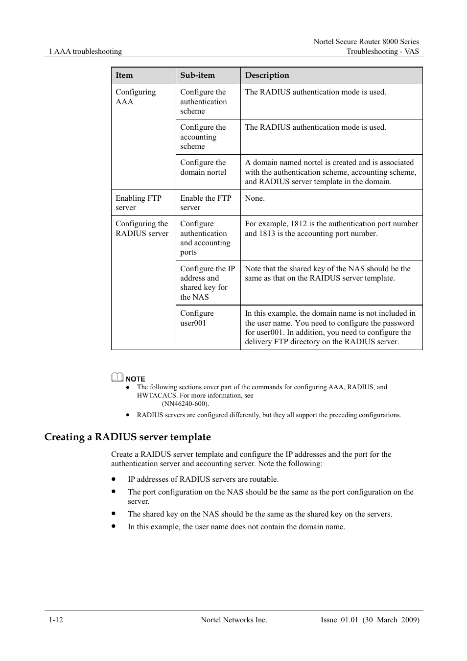 Creating a radius server template | Panasonic 8000 User Manual | Page 30 / 156
