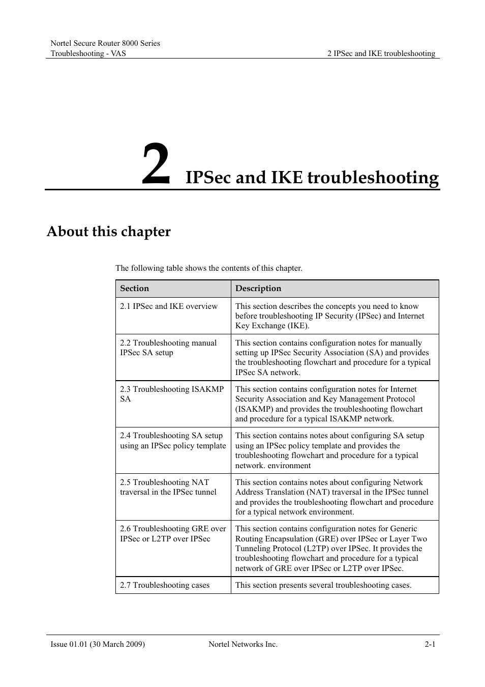 Ipsec and ike troubleshooting, About this chapter, 2 ipsec and ike troubleshooting -1 | Panasonic 8000 User Manual | Page 48 / 156