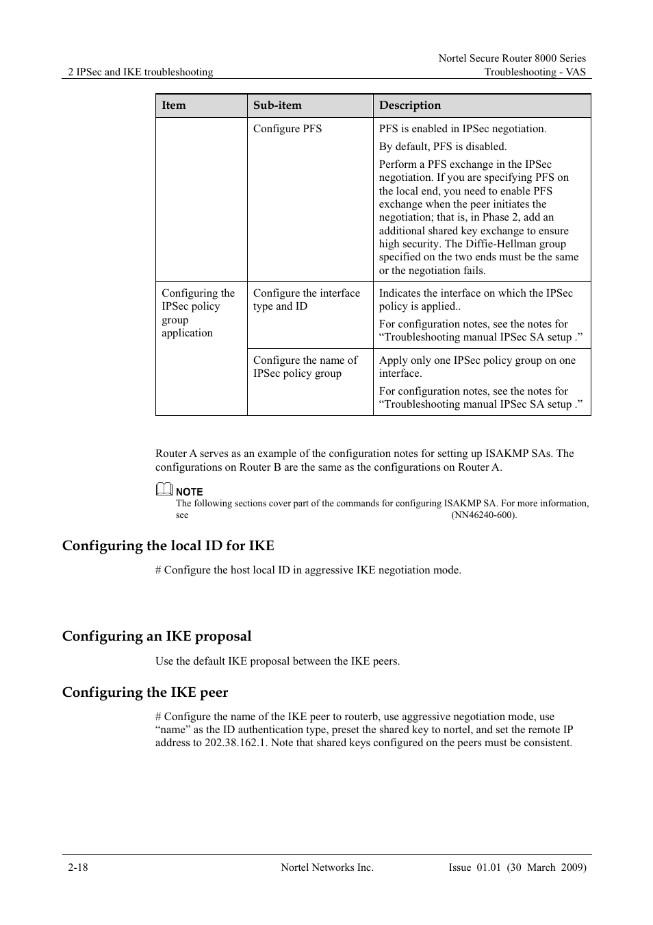 Configuring the local id for ike, Configuring an ike proposal, Configuring the ike peer | Panasonic 8000 User Manual | Page 65 / 156