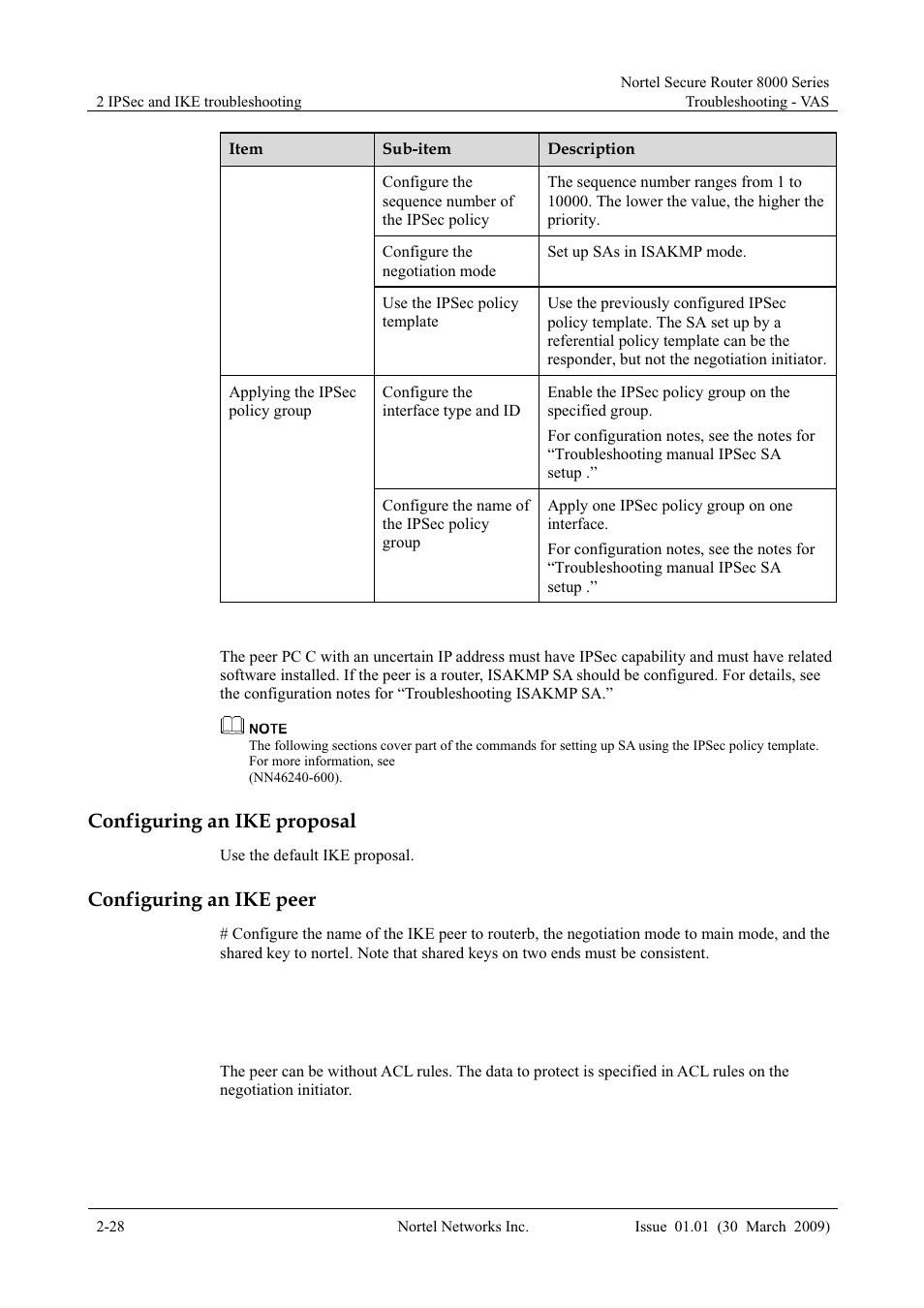Configuring an ike proposal, Configuring an ike peer | Panasonic 8000 User Manual | Page 75 / 156