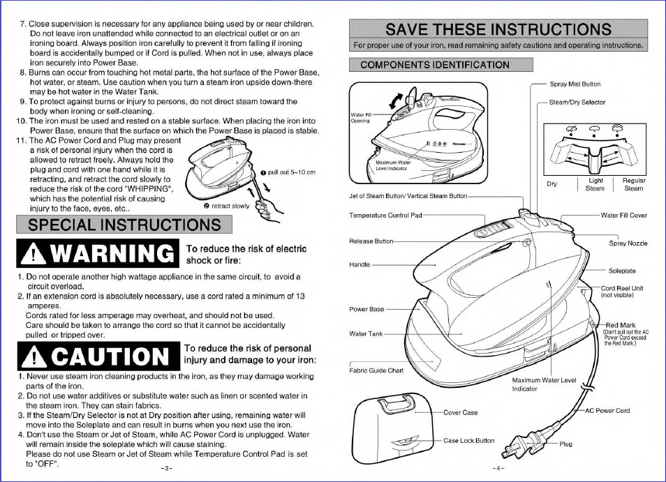 Save these instructions, Components identification | Panasonic L71SR User Manual | Page 4 / 12