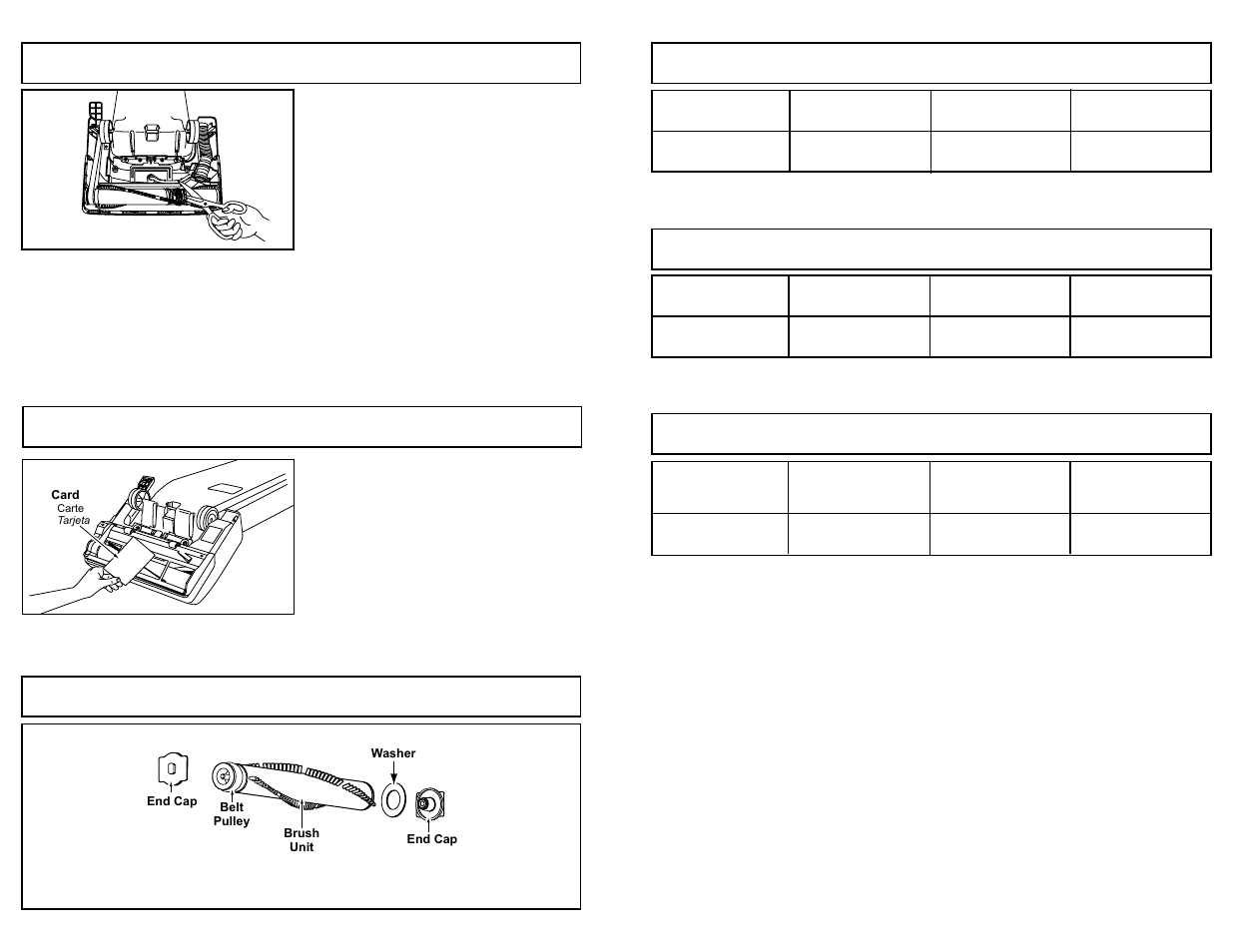 Feature chart, Tableau des caracteristiques, Diagrama de caracteristicas | Cleaning agitator, Replacing agitator, Agitator assembly | Panasonic MC-V120 User Manual | Page 13 / 40