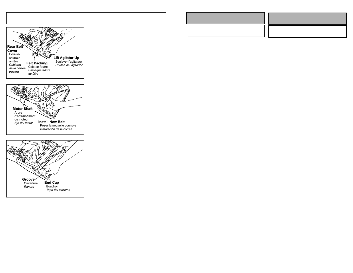 Replacing belt, Montaje assemblage | Panasonic MC-V120 User Manual | Page 26 / 40