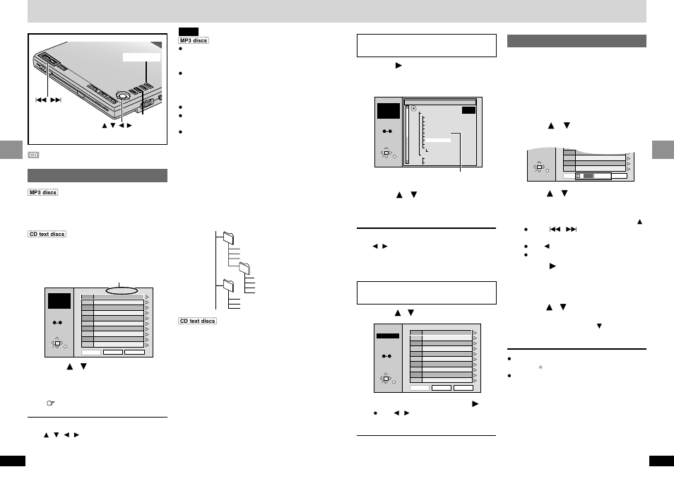 Using menus to play mp3 discs and cd text, Chg í | Panasonic DVD-LV65 User Manual | Page 11 / 22