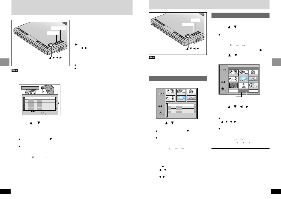 Selecting programs to play - direct navigator, Using the play list menu, Selecting programs to play— direct navigator | Chg í, Basic operations 16, Basic operations, Press [top menu, Playing a play list, Press [menu, Use [ 3 , 4 ] to select the play list | Panasonic DVD-LV65 User Manual | Page 9 / 22