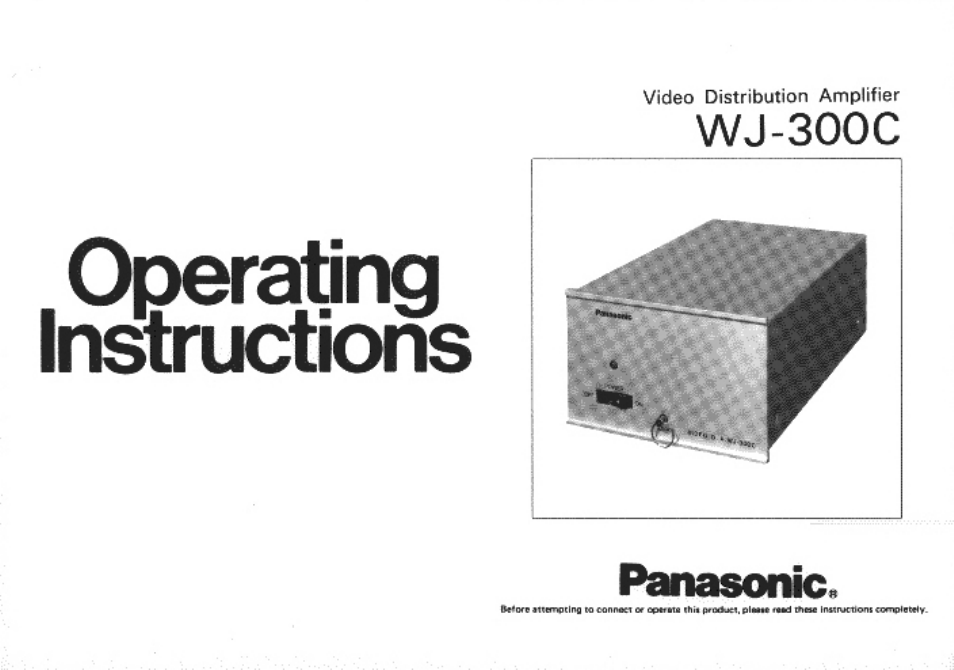 Panasonic WJ-300C User Manual | 12 pages