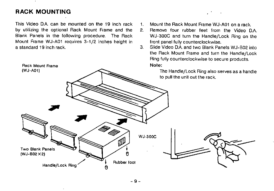 Rack mounting | Panasonic WJ-300C User Manual | Page 10 / 12