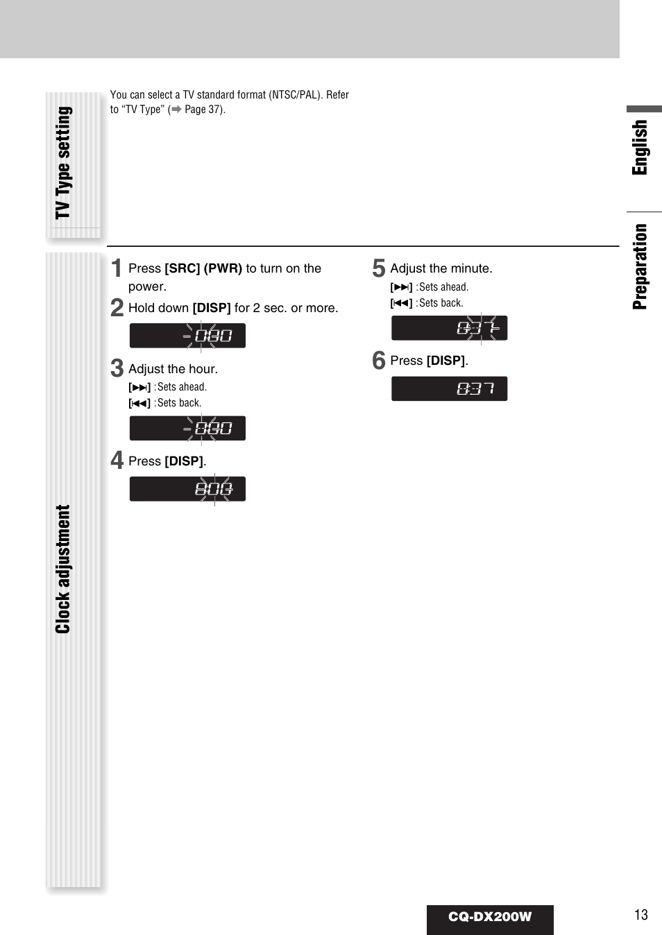 English | Panasonic CQ-DX200W User Manual | Page 13 / 64