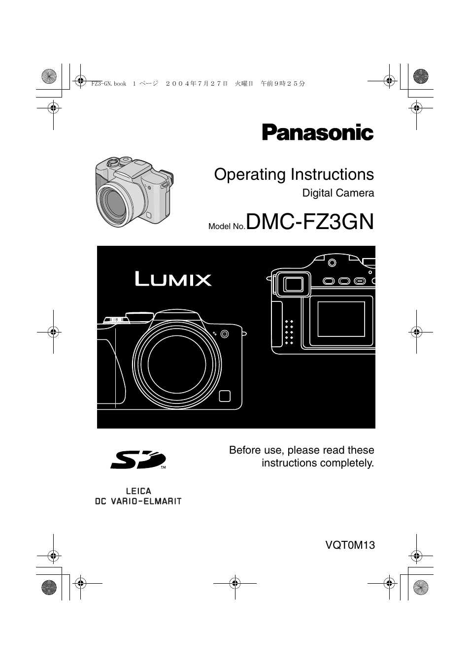 Panasonic DMC-FZ3GN User Manual | 112 pages