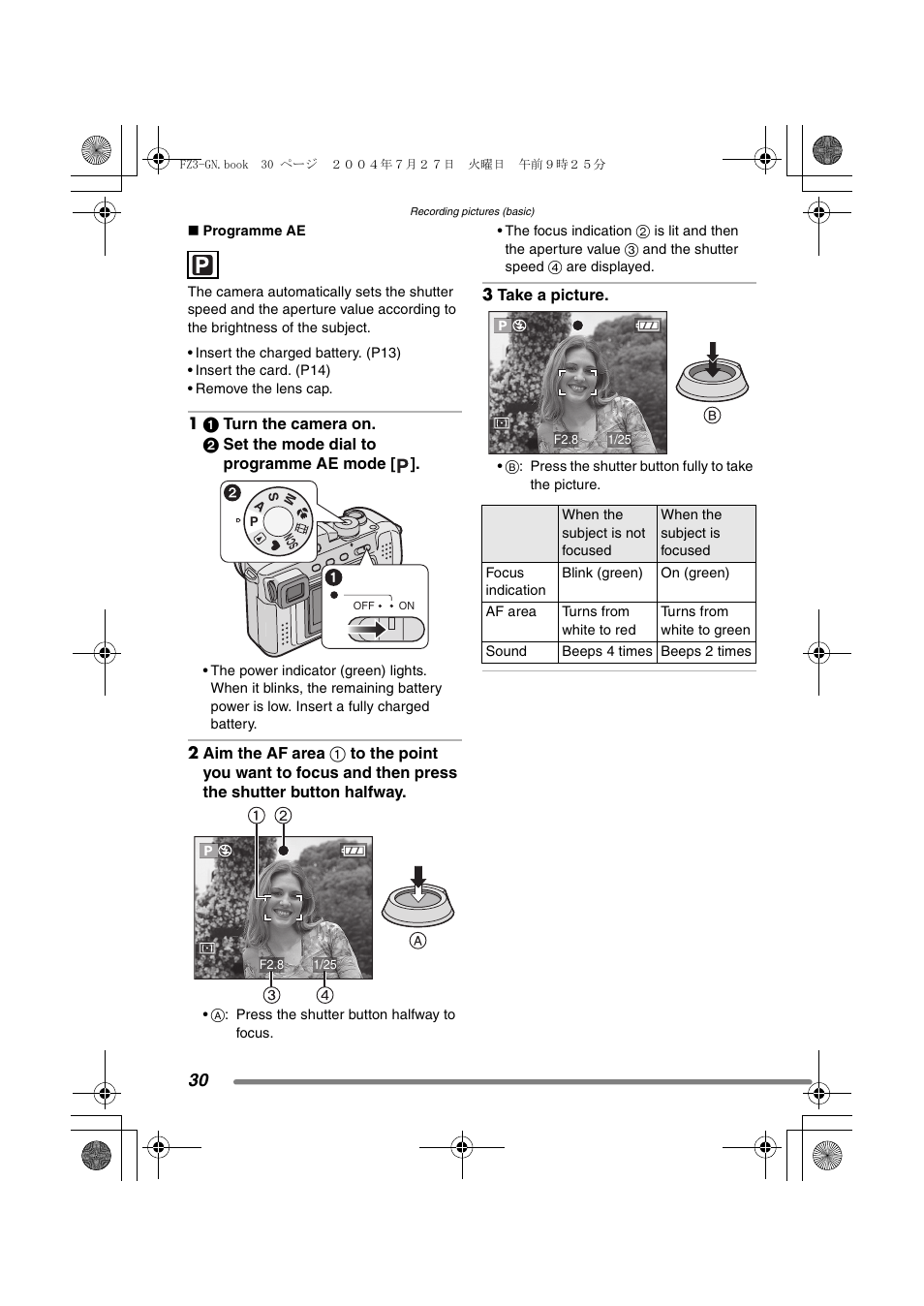 Panasonic DMC-FZ3GN User Manual | Page 30 / 112