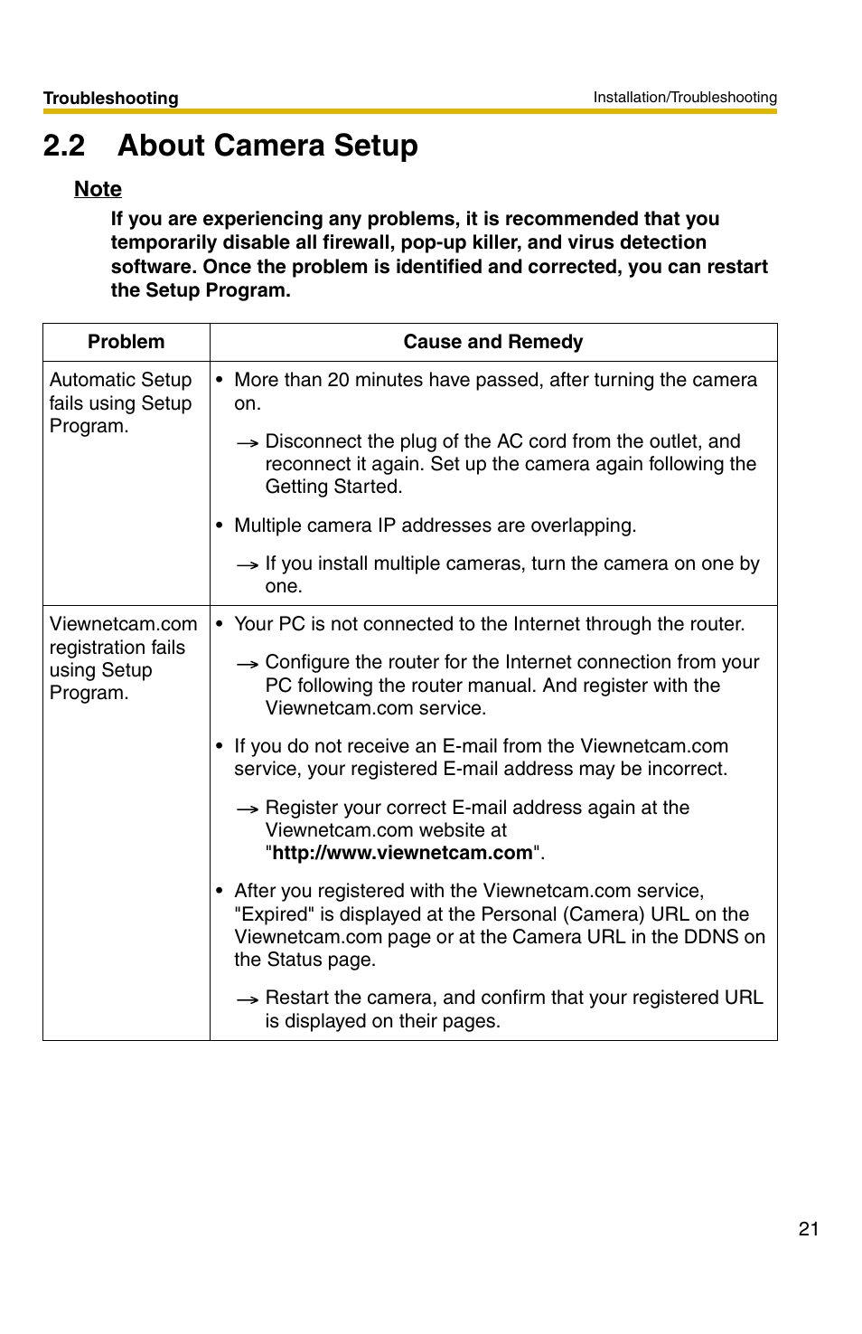 2 about camera setup | Panasonic BL-C30 User Manual | Page 21 / 36