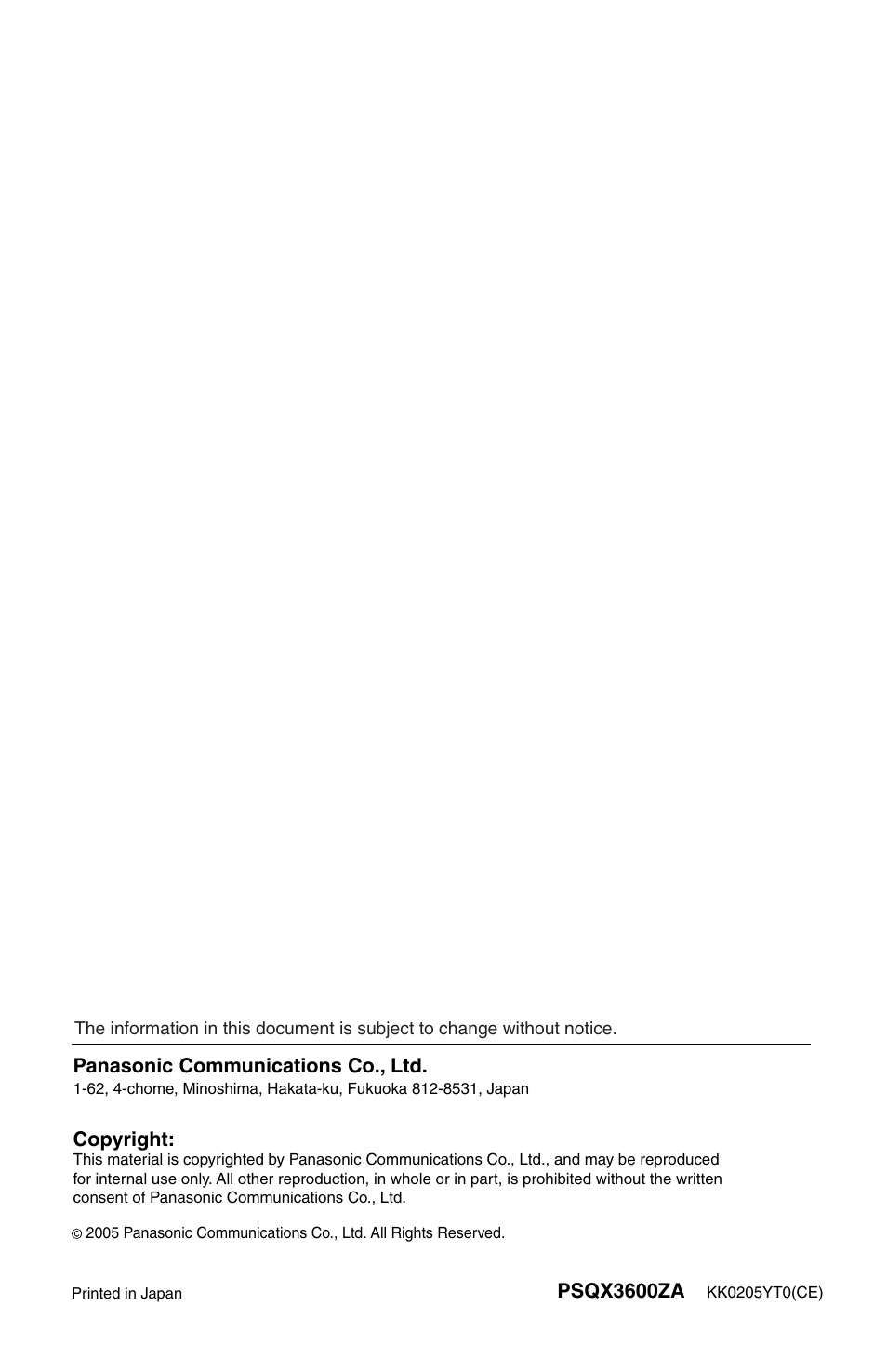 Panasonic BL-C30 User Manual | Page 36 / 36