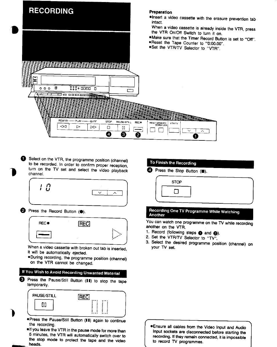 Preparation, Ii i, Recording | Panasonic NV-G21 User Manual | Page 19 / 32