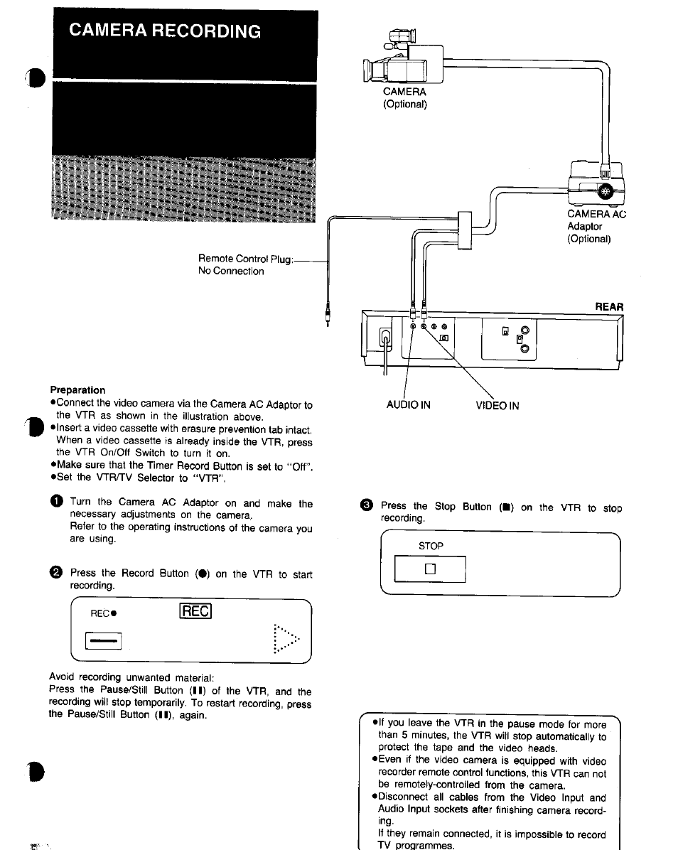 Preparation, Camera recording | Panasonic NV-G21 User Manual | Page 25 / 32