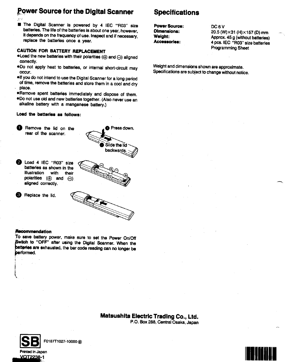 Matsushita electric trading co., ltd | Panasonic NV-G21 User Manual | Page 6 / 32