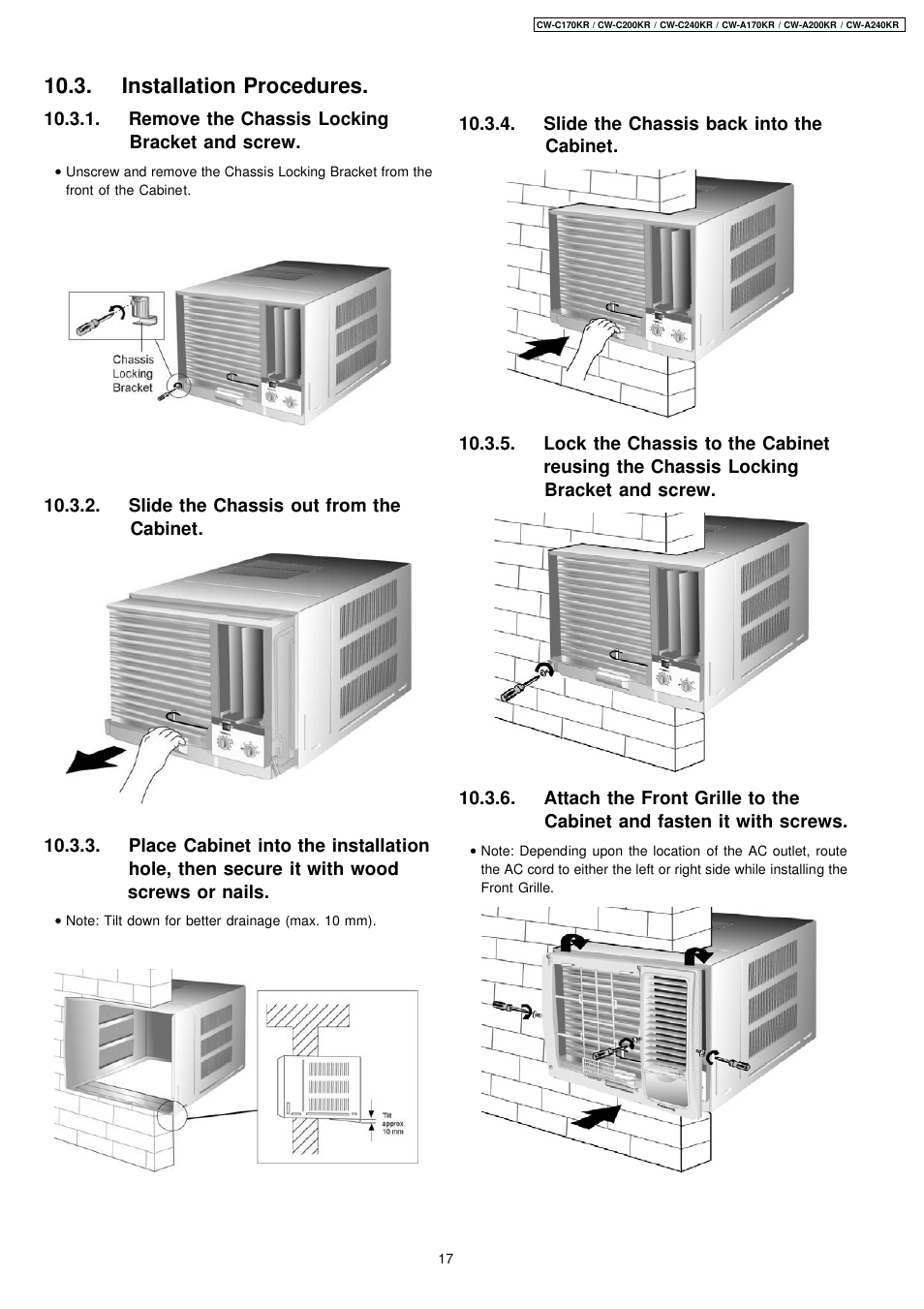 Installation procedures | Panasonic CW-C200KR User Manual | Page 6 / 8