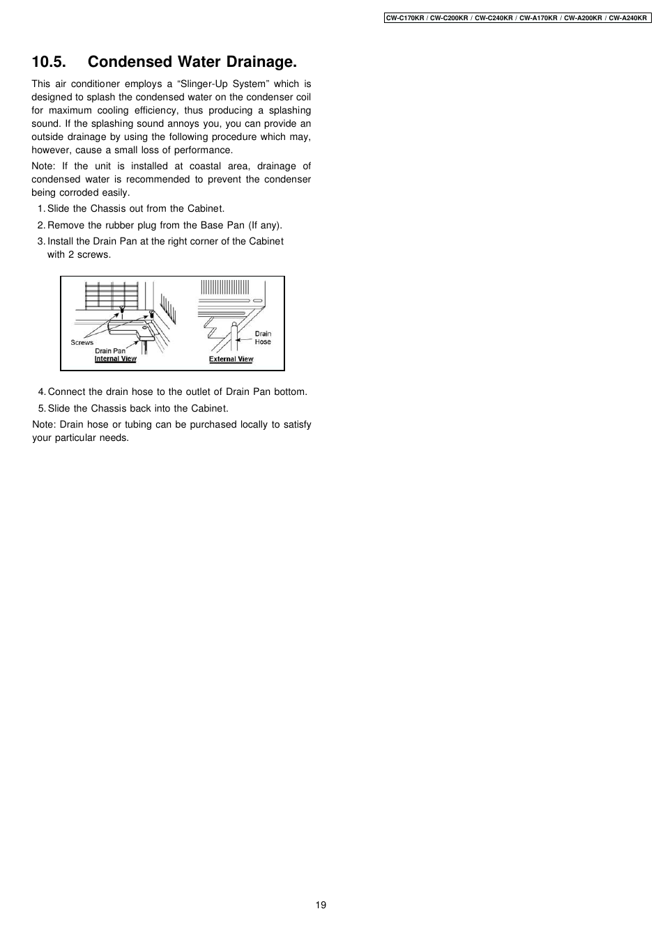 Condensed water drainage | Panasonic CW-C200KR User Manual | Page 8 / 8