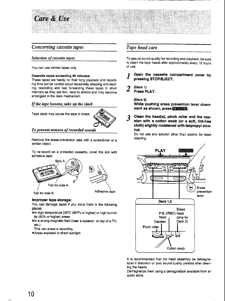 Improper tape storage | Panasonic RX-FT530 User Manual | Page 10 / 11