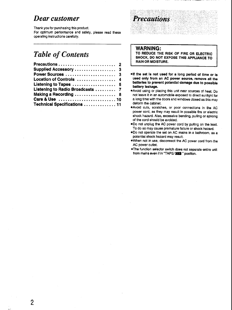 Panasonic RX-FT530 User Manual | Page 2 / 11