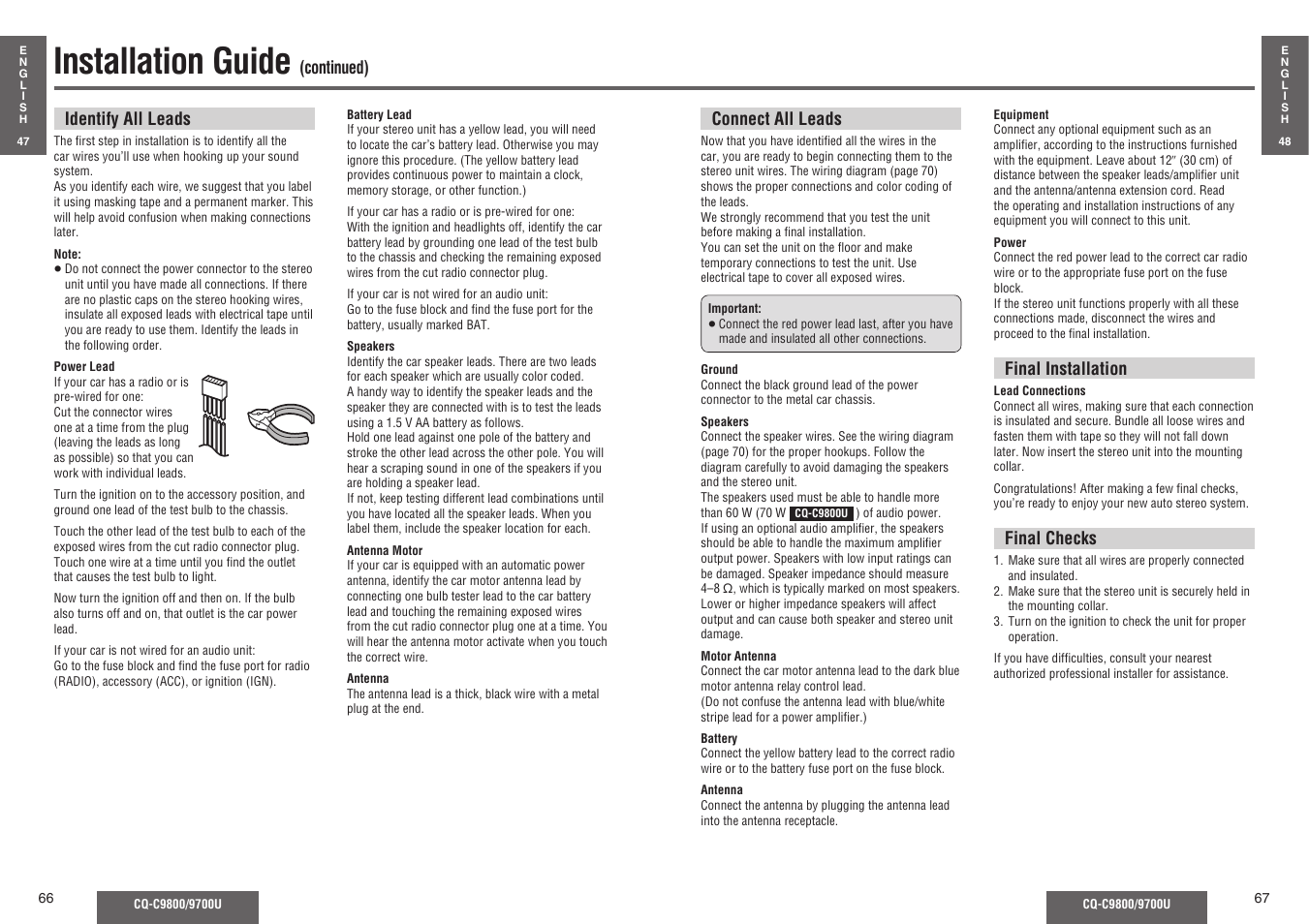 Installation guide | Panasonic C9700U User Manual | Page 28 / 33