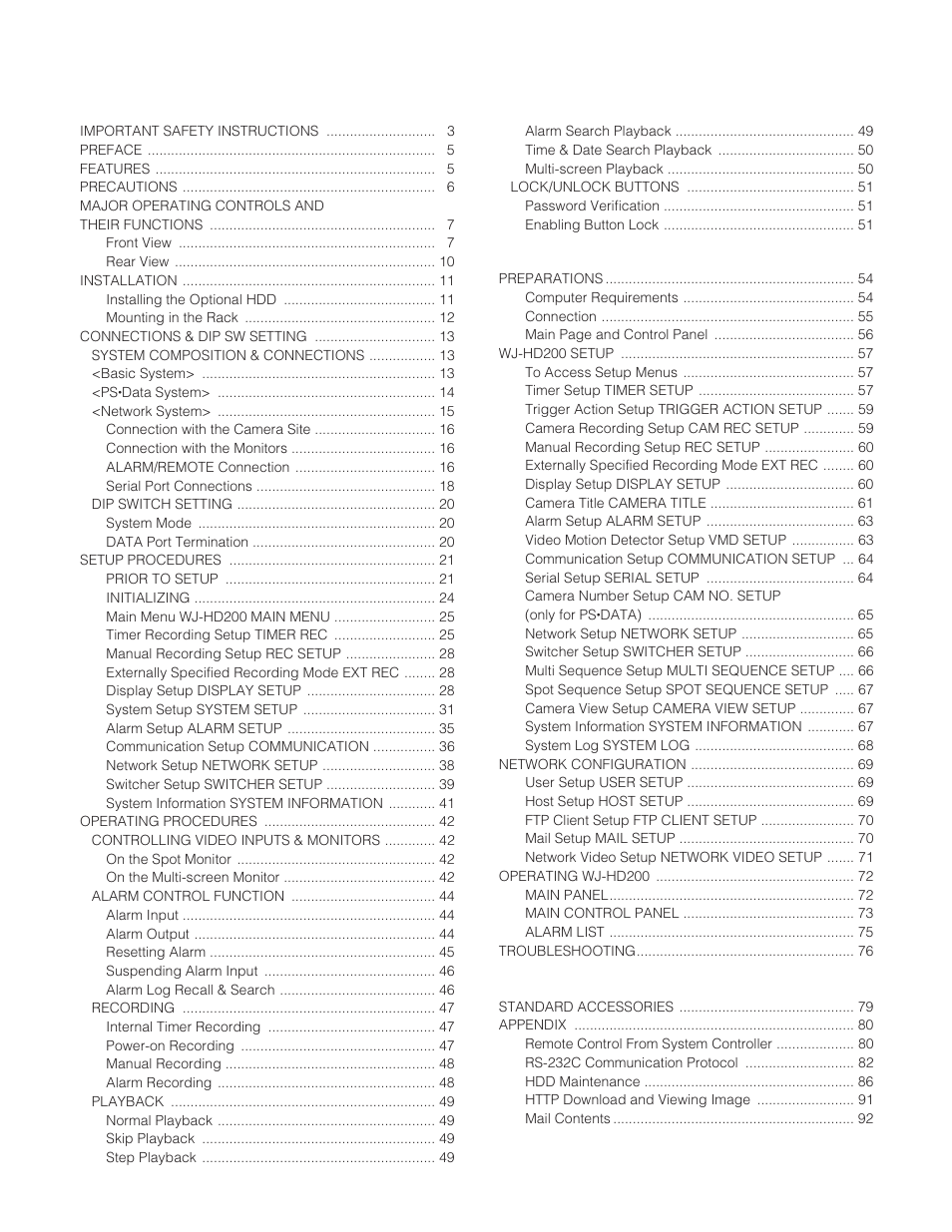 Panasonic WJ-HD200 User Manual | Page 4 / 92
