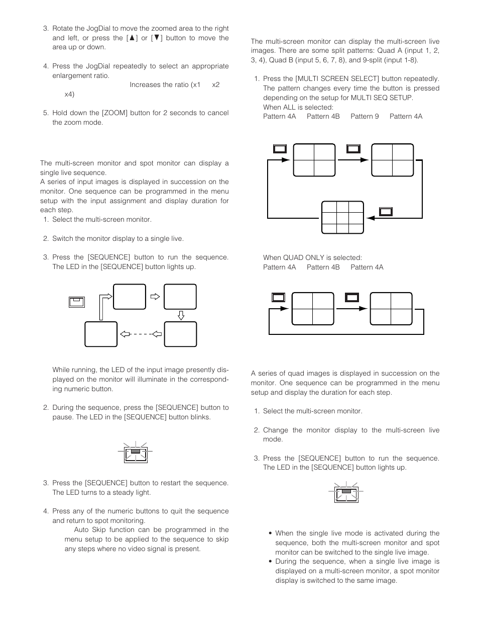 Viewing a single live sequence, Viewing a multi-screen live, Viewing quad live sequence | Panasonic WJ-HD200 User Manual | Page 43 / 92