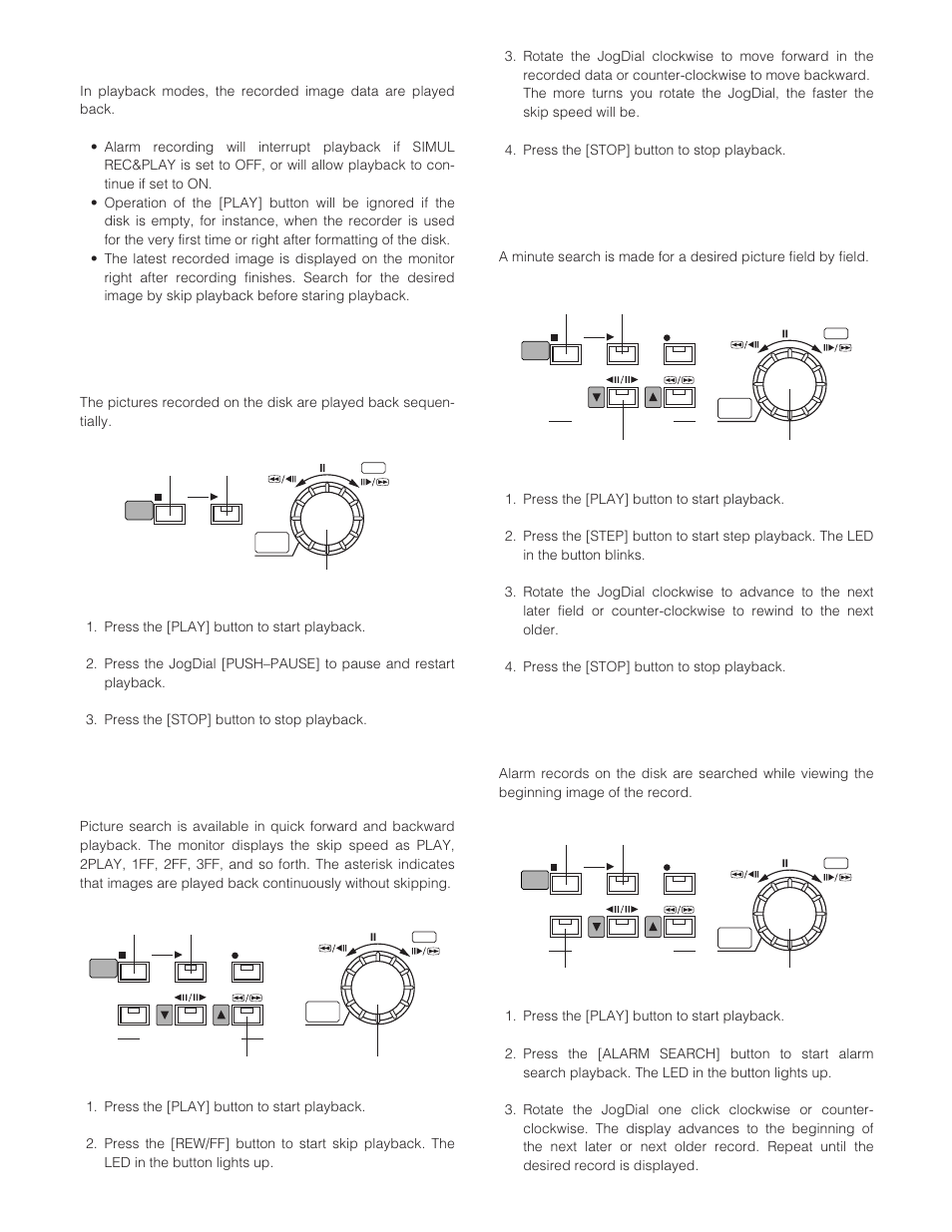 Playback, Normal playback, Skip playback | Step playback, Alarm search playback | Panasonic WJ-HD200 User Manual | Page 49 / 92