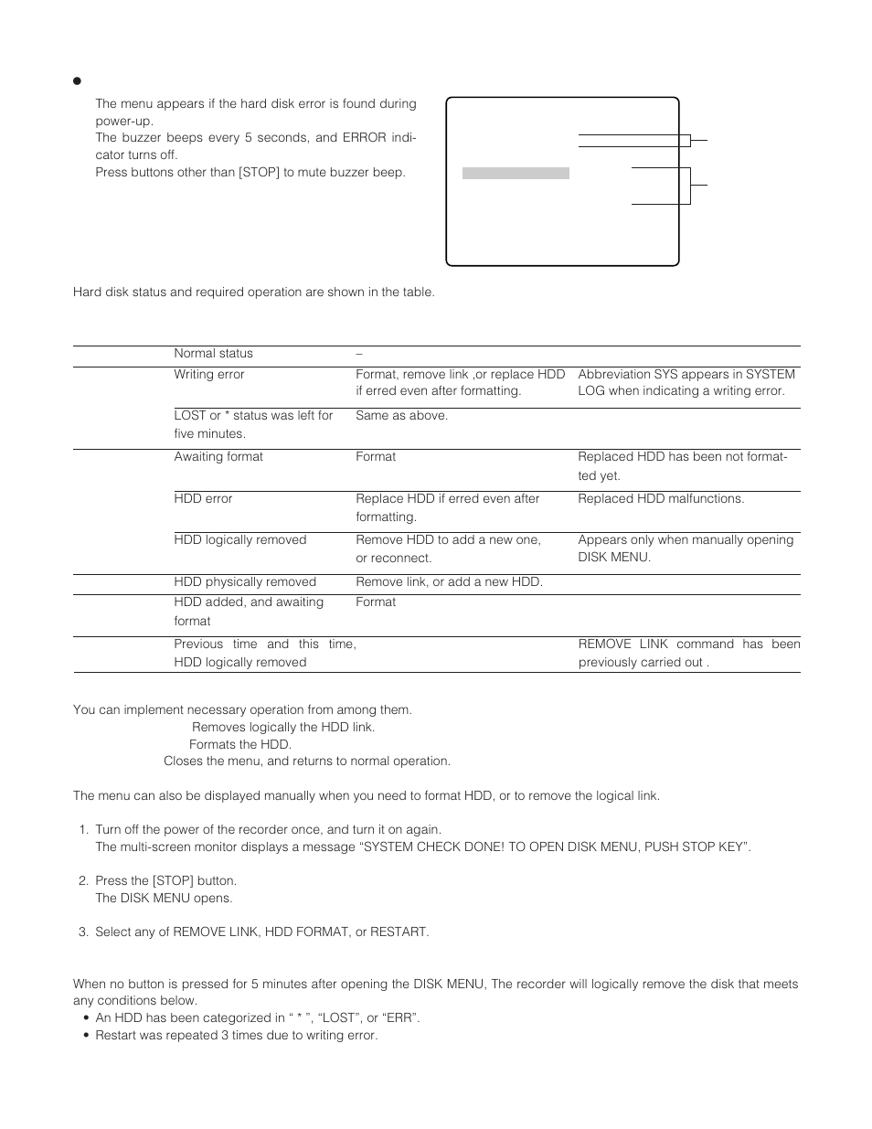 Disk menu | Panasonic WJ-HD200 User Manual | Page 87 / 92