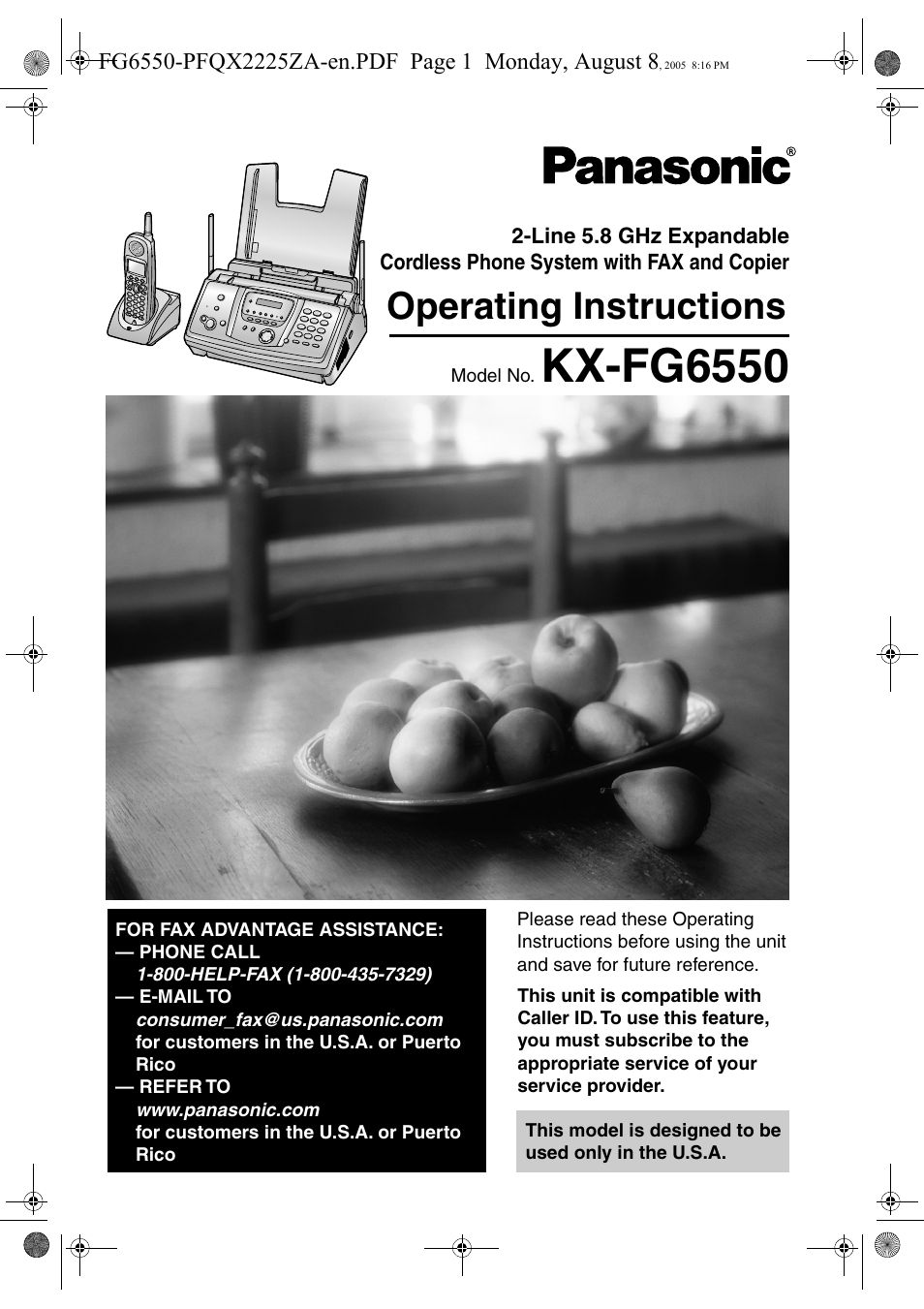 Panasonic KX-FG6550 User Manual | 126 pages