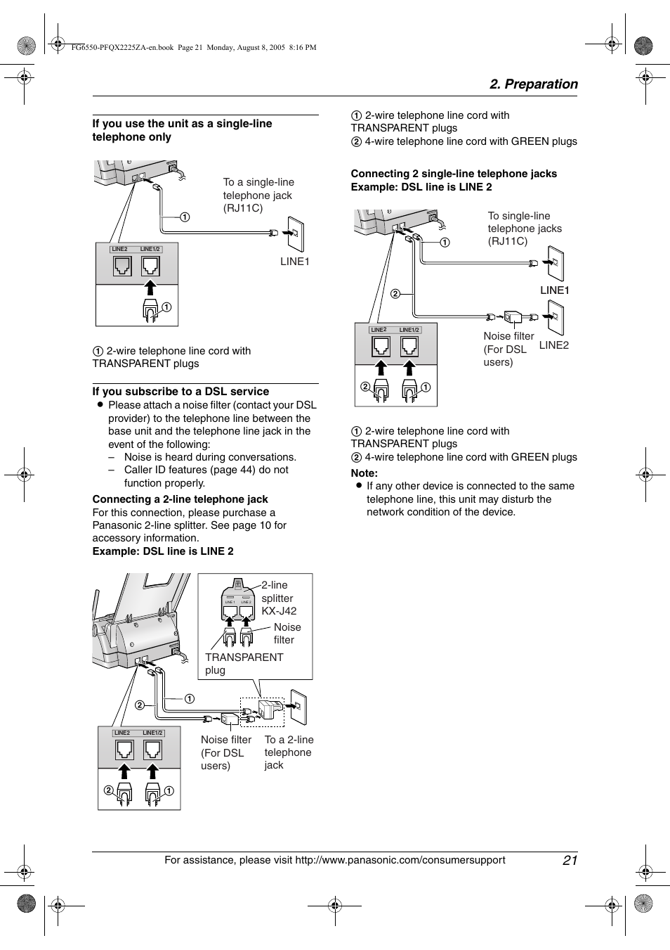 Preparation 21 | Panasonic KX-FG6550 User Manual | Page 23 / 126