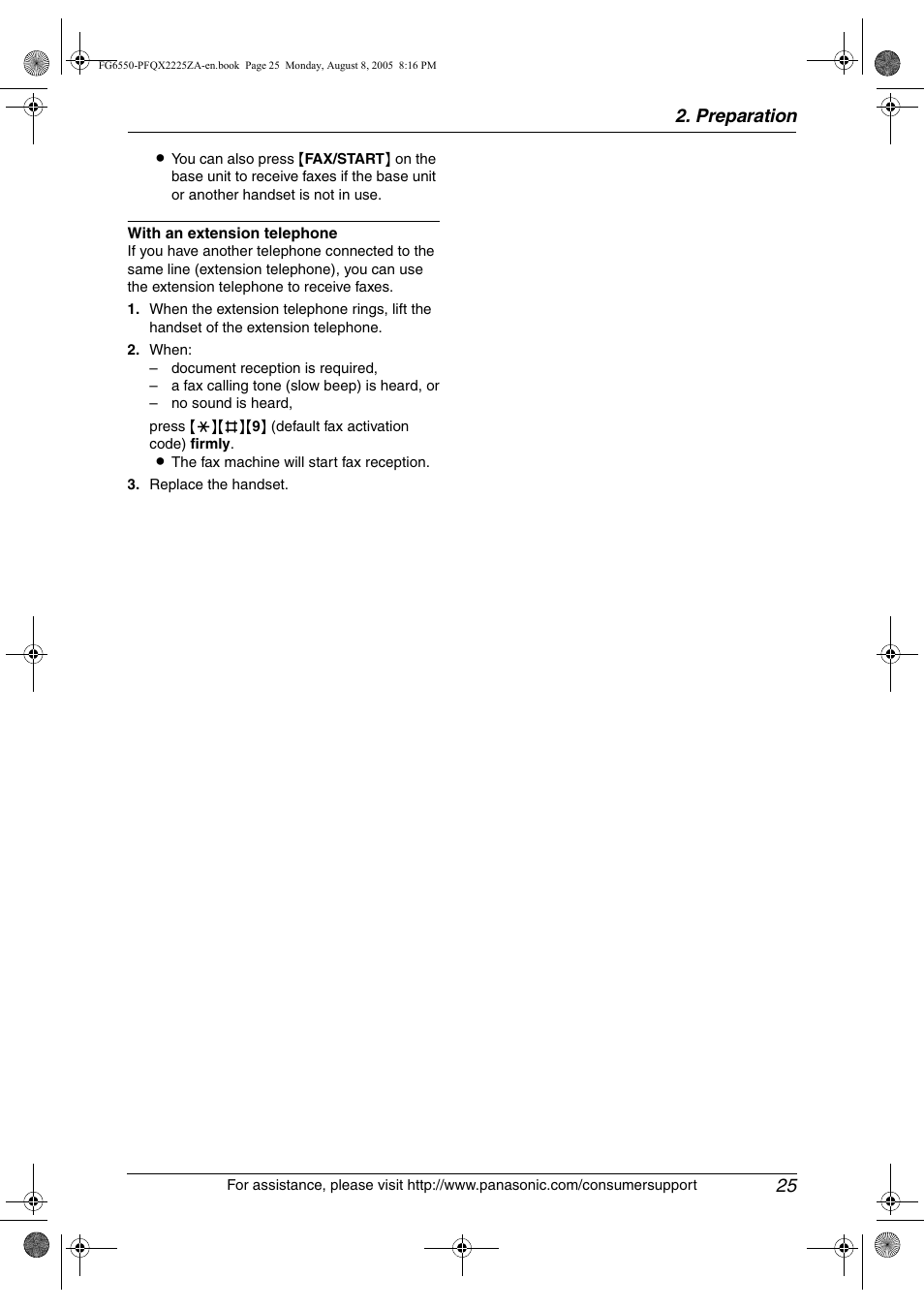 Preparation 25 | Panasonic KX-FG6550 User Manual | Page 27 / 126