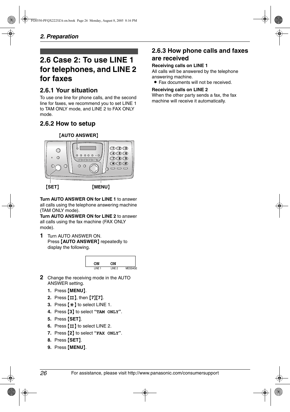 1 your situation, 2 how to setup, 3 how phone calls and faxes are received | Panasonic KX-FG6550 User Manual | Page 28 / 126