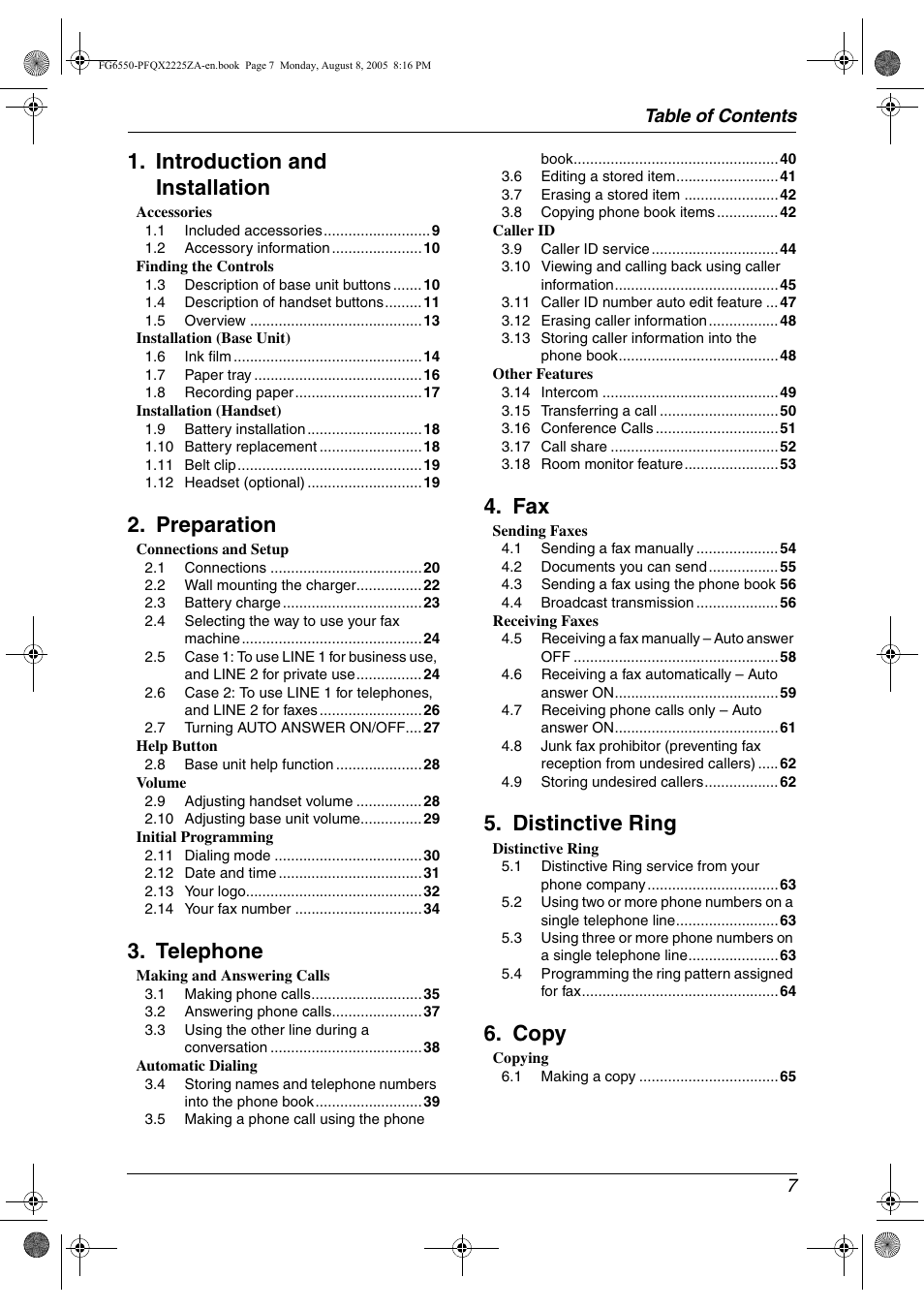 Panasonic KX-FG6550 User Manual | Page 9 / 126