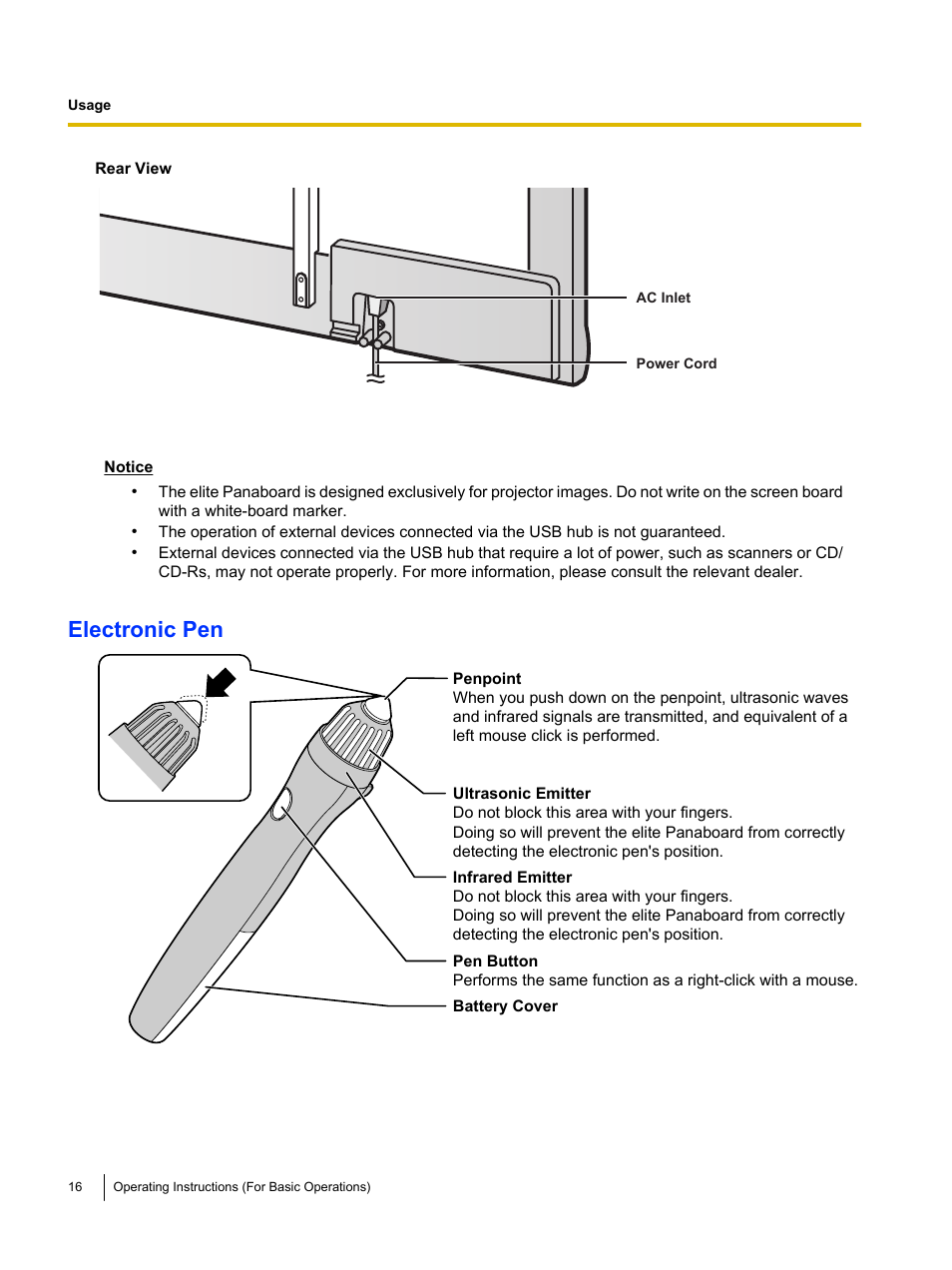 Electronic pen | Panasonic UB-T761 User Manual | Page 16 / 64