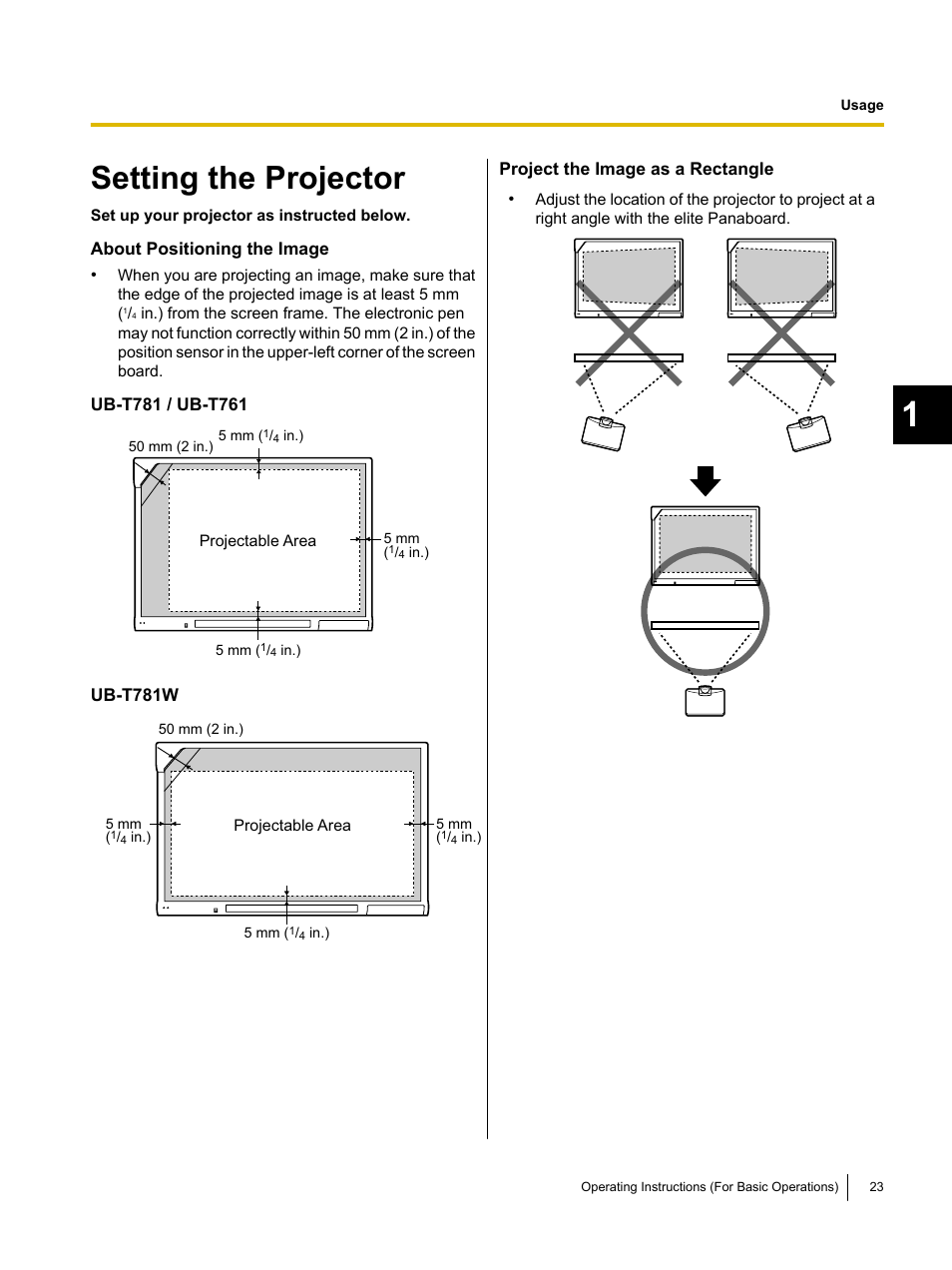Setting the projector | Panasonic UB-T761 User Manual | Page 23 / 64
