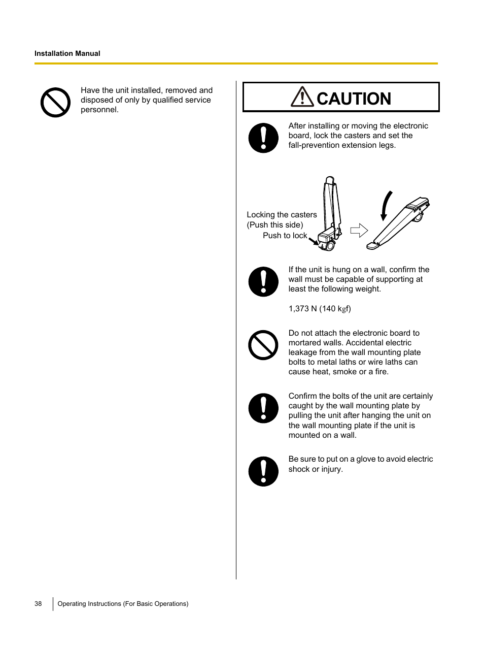 Caution | Panasonic UB-T761 User Manual | Page 38 / 64
