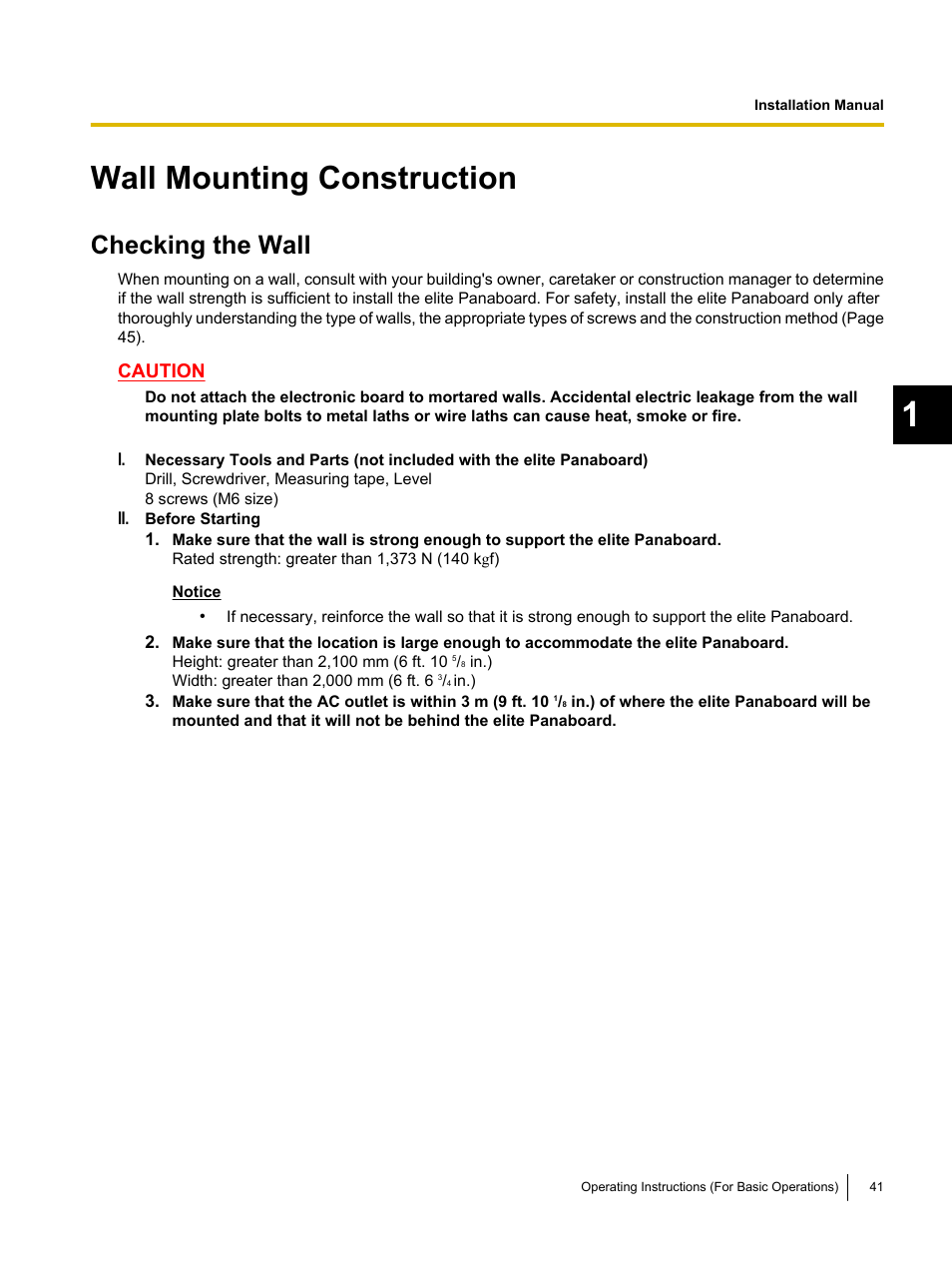 Wall mounting construction, Checking the wall | Panasonic UB-T761 User Manual | Page 41 / 64