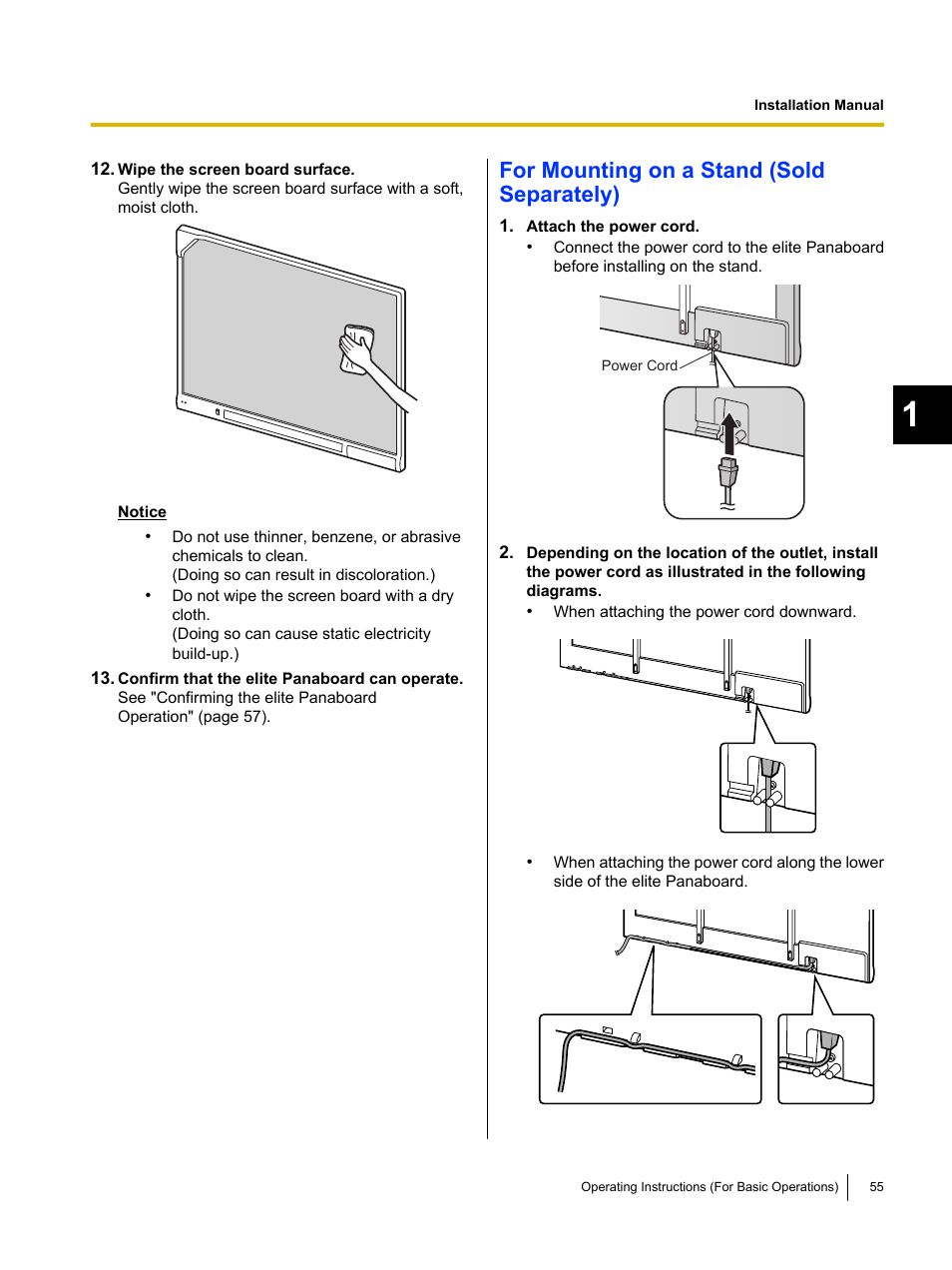 For mounting on a stand (sold separately) | Panasonic UB-T761 User Manual | Page 55 / 64