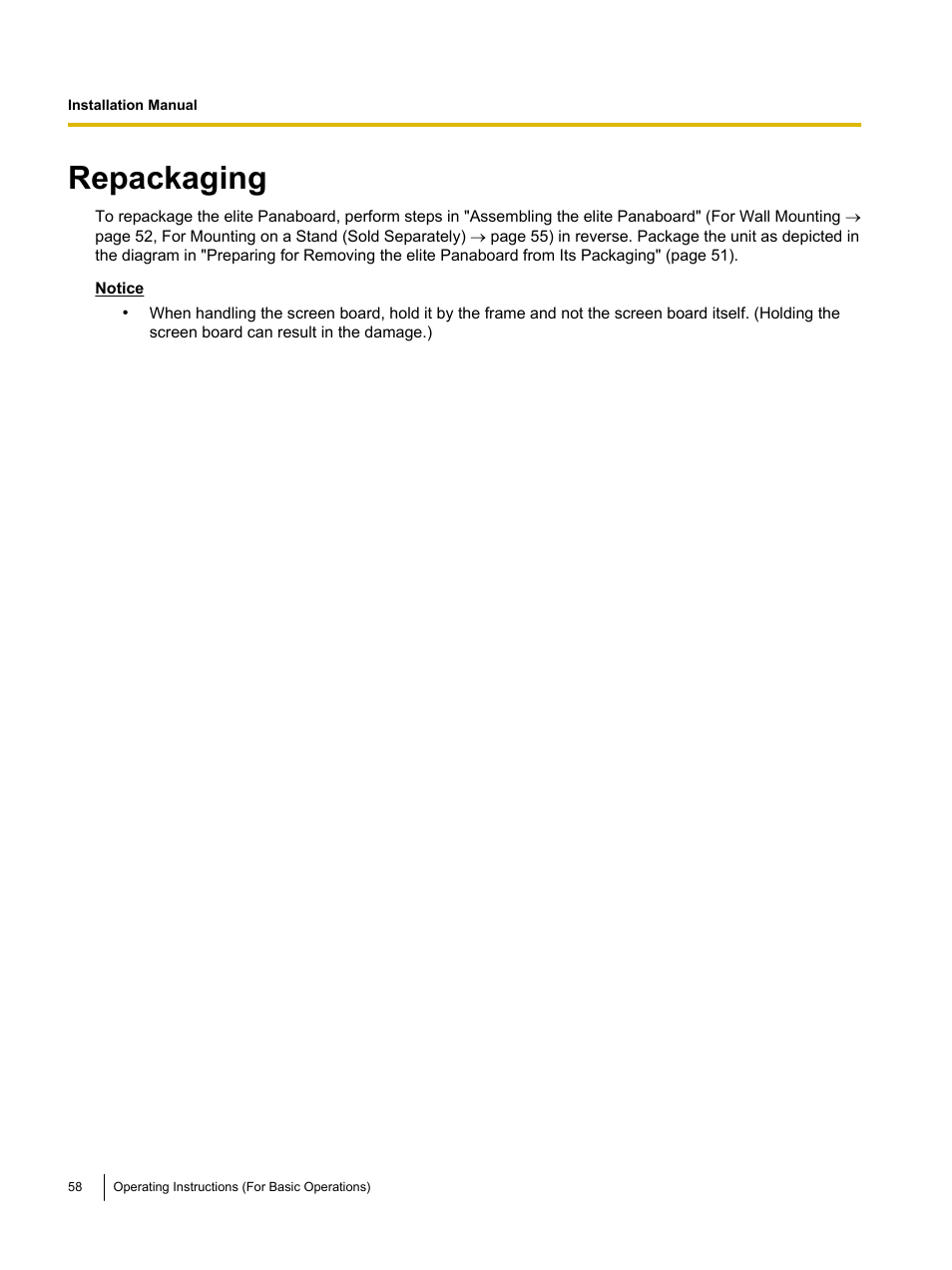 Repackaging | Panasonic UB-T761 User Manual | Page 58 / 64