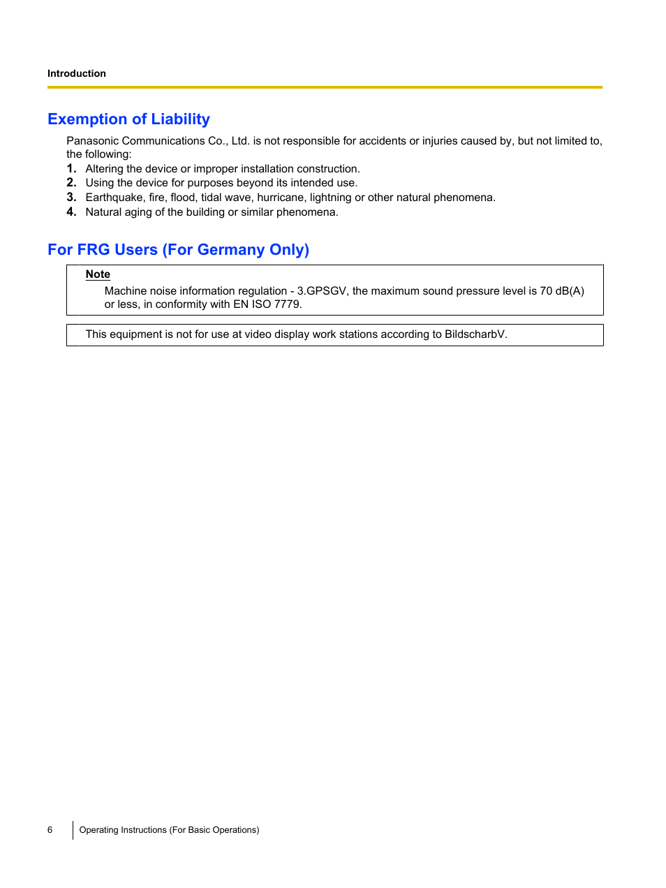 Exemption of liability, For frg users (for germany only) | Panasonic UB-T761 User Manual | Page 6 / 64