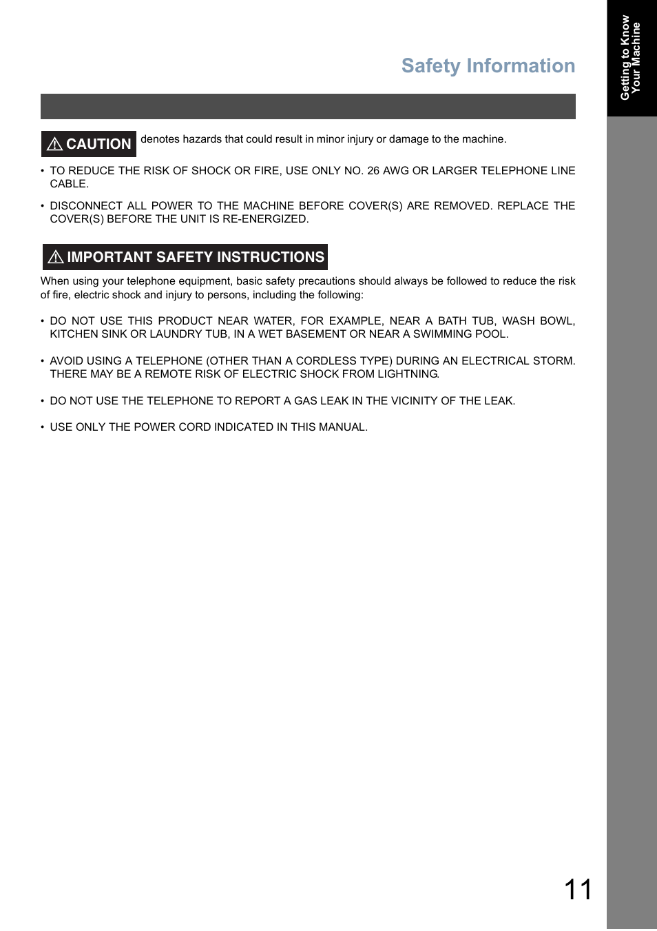 Safety information | Panasonic DP-6010 User Manual | Page 11 / 228