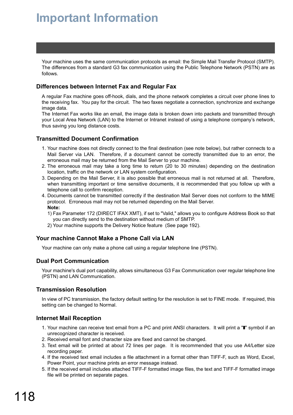 Important information | Panasonic DP-6010 User Manual | Page 118 / 228