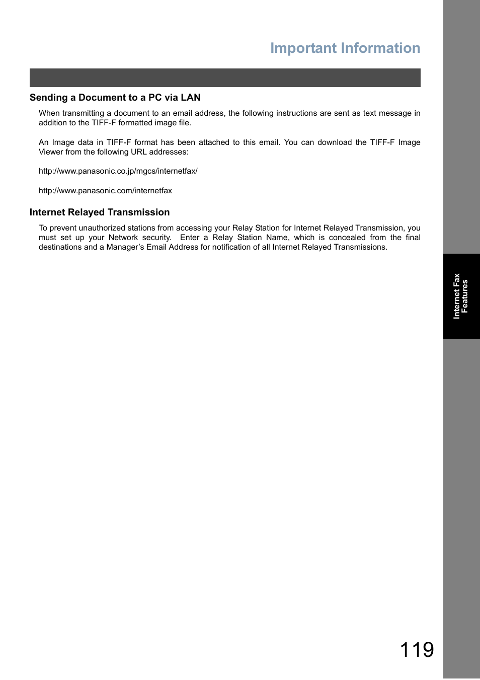 Important information | Panasonic DP-6010 User Manual | Page 119 / 228