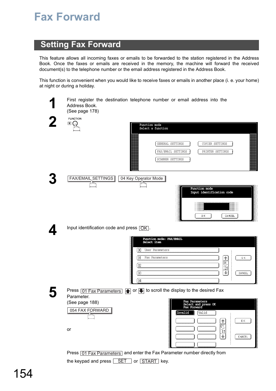 Fax forward, Setting fax forward | Panasonic DP-6010 User Manual | Page 154 / 228